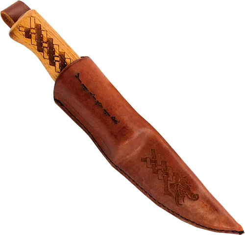 Miniatura 2 de Condor Herramienta y cuchillo, cuchillo de dragón nórdico, hoja de 4 pulgadas, mango de nogal americano quemado, funda de cuero