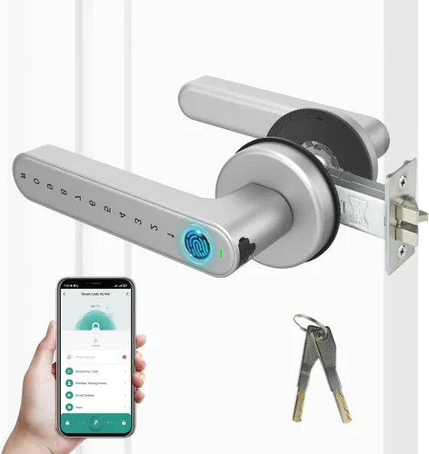 Miniatura 11 de Cerradura de manija de puerta de huellas dactilares, cerradura de puerta delantera sin llave con teclado, cerraduras inteligentes para puertas