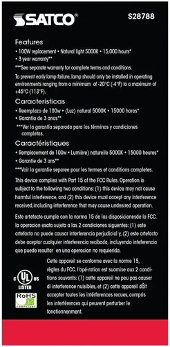 Miniatura 5 de Satco S28788 15.5A19/LED/50K/ND/120V (6 bombillas LED)