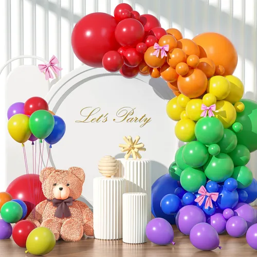 Miniatura 48 de Kit de arco de globos rojo brillante de 135 piezas de diferentes tamaños de 18, 12, 10 y 5 pulgadas, decoraciones de fiesta de color rojo para baby