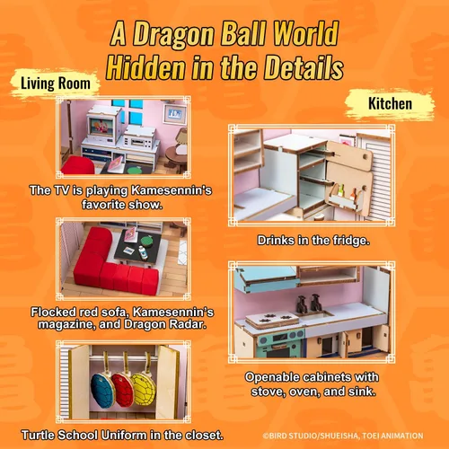 Miniatura 4 de puremind Dragon Ball Kame House - Kit de rompecabezas de madera 3D con licencia oficial Dragonball Z, juego de construcción de modelo DIY con Master