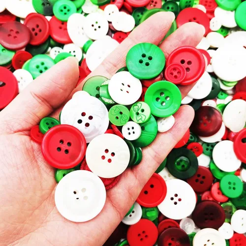 Miniatura 7 de 600-700Pcs Botones de Navidad para manualidades, surtidos en rojo, blanco y verde, botones de Navidad para costura, manualidades, decoración DIY