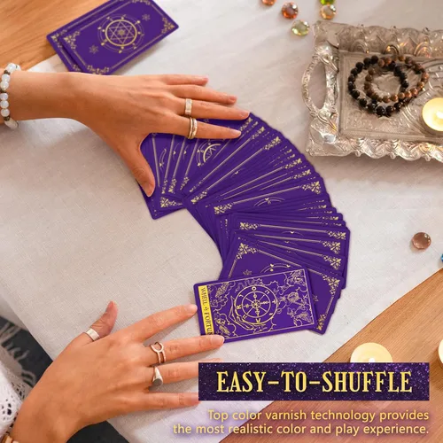 Miniatura 8 de Hihealer Baraja de 78 Cartas de Tarot con Libro Guía y Bolsa de Transporte de Lino, Cartas de Tarot Clásicas Originales para Principiantes a