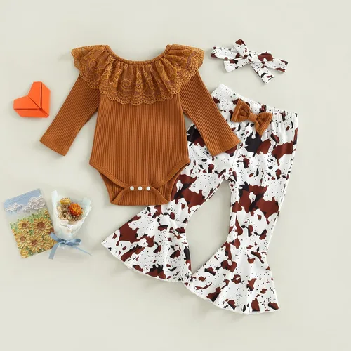 Miniatura 2 de fhutpw Ropa para bebé recién nacida, conjunto de 3 piezas para otoño e invierno