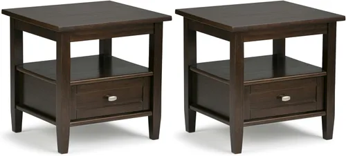 Miniatura 36 de SIMPLIHOME Warm Shaker - Mesa auxiliar de madera maciza de 20 pulgadas de ancho x 20 pulgadas de alto, color marrón carbón envejecido, mesa