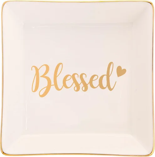 Miniatura 2 de Regalos de agradecimiento para mujeres Plato de cerámica para anillos, bandeja de joyería, regalos de Dios, regalos de deseos para ella, regalos