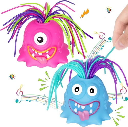 Juguetes para aliviar el estrés y el cabello con luz LED, diferentes gritos, novedosos monstruos gritadores para adultos, adolescentes y autismo