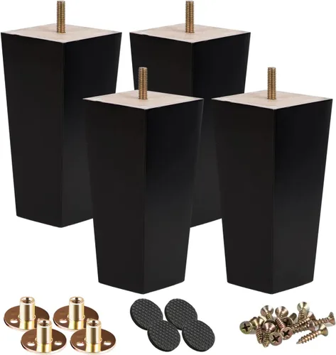 Miniatura 15 de Patas para muebles de madera maciza de 8 pulgadas, 4 pies de repuesto de pirámide de madera moderna de mediados de siglo con pernos roscados de 5/16
