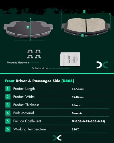 Miniatura 5 de SCITOO Kits de pastillas de freno de cerámica D465 D374 Reemplazo delantero y trasero para Acura CL 1997-1999, para Honda Civic 2002-2003 200-2011