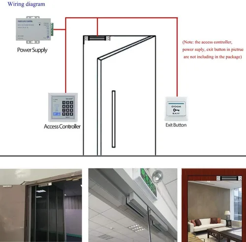 Miniatura 7 de Cerradura electromagnética eléctrica de 180 kg 350 libras de fuerza de retención, electroimán de 12V, modo seguro NC, puerta única para sistema