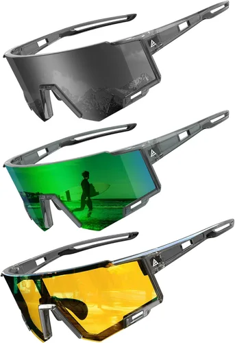 Miniatura 18 de KALIYADI Gafas de sol deportivas para hombre, polarizadas, gafas de sol para mujer, gafas de sol para correr con UV400 para pesca y ciclismo