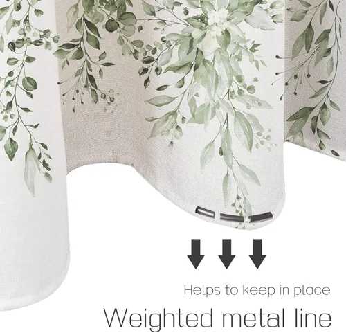 Miniatura 6 de Tititex - Juego de cortinas de ducha de eucalipto verde lima claro, hojas de acuarela en la parte superior, decoración floral de baño, 72 x 72 Hojas