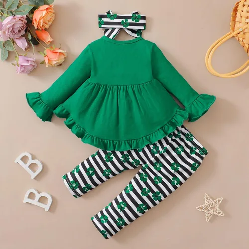 Miniatura 170 de Kucnuzki Conjunto de ropa para bebé niña pequeña, camisa de manga con volantes, pantalón floral, ropa de otoño e invierno para niña