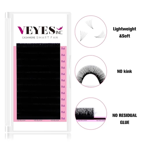Miniatura 2 de VEYES INC Extensiones de pestañas inteligentes de ventilador de cachemira 0.03 0.05 0.07 C/CC/D rizado 8-20mm de longitud mixta y simple, pestañas