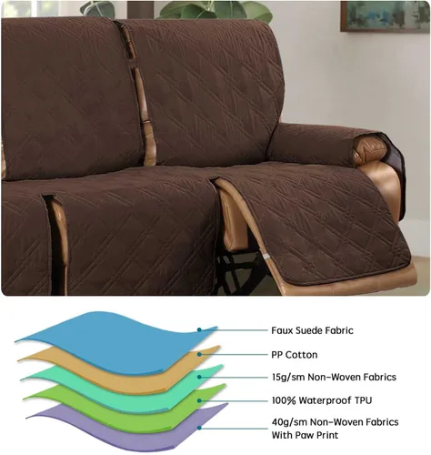 Miniatura 4 de Beacon Pet Funda para silla reclinable, funda elástica para sofá reclinable de 2/3 plazas, funda impermeable con bolsillos, protector de muebles