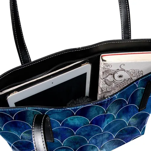 Miniatura 5 de Bolsos de mano de sirena de mar para mujer, bolsos grandes de cuero, bolso de hombro escolar
