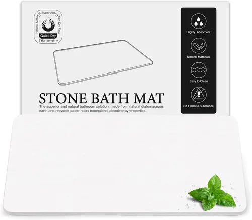 Miniatura 11 de Alfombra de Baño Grande de Piedra de Diatomita, Premium Antideslizante de Tierra de Diatomeas Natural para Bañera de Secado Rápido para Piso de Baño
