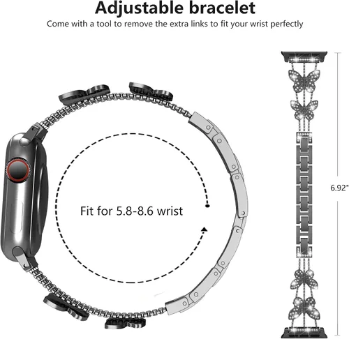 Miniatura 3 de Compatible con Apple Watch Band de 1.99, 1.77, 1.73, 1.65, 1.61, 1.57 y 1.49 pulgadas, pulsera elegante de metal brillante para mujer para iWatch