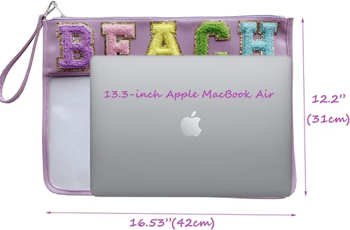 Miniatura 4 de HAIBOLAN Monogram Clear Stadium Purse Bag Chenille Letter Travel Patch Pouch Snack Makeup Wristlet
