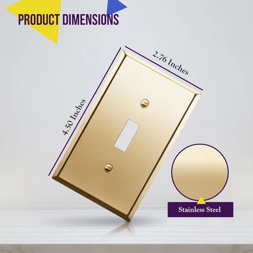 Miniatura 25 de ENERLITES Placa de Pared Metálica para Interruptor de Luz de Palanca, Acero Inoxidable 201, Resistente a la Corrosión, Tamaño Estándar 1-Gang 4.50
