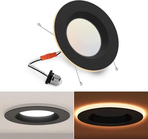 Miniatura 12 de 1 paquete de luces LED de 5/6 pulgadas con luz nocturna, iluminación LED empotrable retrofit de 5CCT, seleccionable de 2700K-6000K, regulable, 12W =