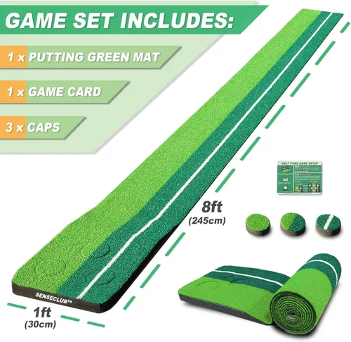 Miniatura 7 de SENSECLUB Verde de Golf Interior Plegable, Juego de Alfombra de Golf, Regalos de Golf para Hombres con Sistema de Recolección de Bolas