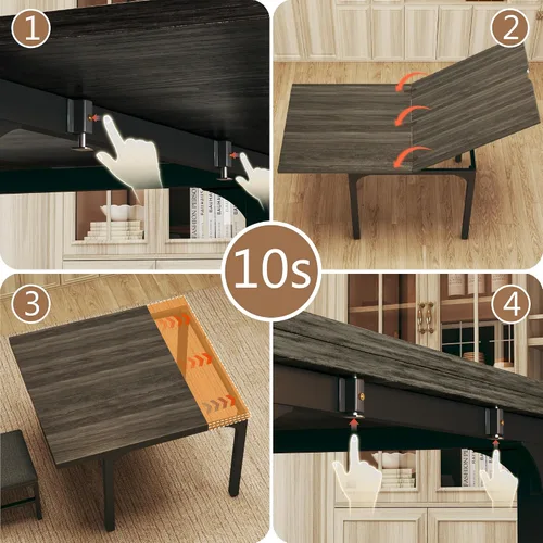 Miniatura 5 de Juego de mesa de comedor de 7 piezas para 4-6, sillas extensibles para mesa de cocina, juego de 6 con 6 sillas, mesa de comedor rectangular