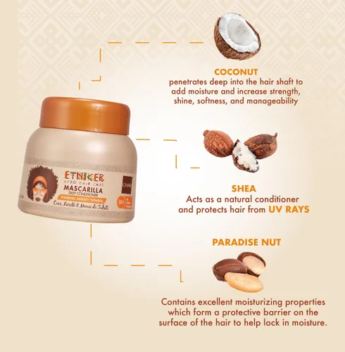 Miniatura 4 de ETNIKER - Paquete de cuidado del cabello rizado, champú nutritivo y mascarilla acondicionadora profunda, hidrata, suaviza y restaura los rizos