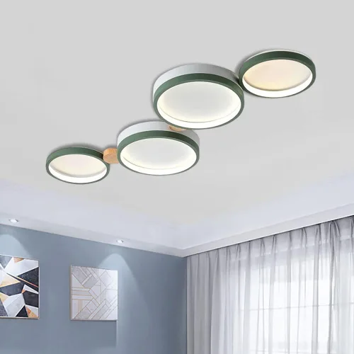 Miniatura 15 de Lámpara de techo LED de 3 luces, 22 pulgadas, moderna lámpara de techo empotrada de madera de 20 W regulable para sala de estar, dormitorio, cocina
