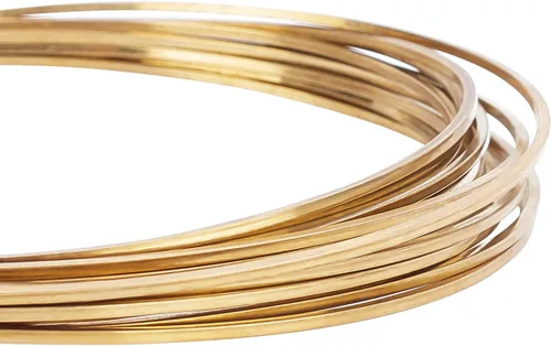 BENECREAT Alambre de latón cuadrado de 16.4 pies – Alambre de cobre dorado medio duro calibre 15 para fabricación de joyas, cuentas y trabajo