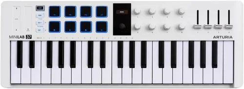 Miniatura 13 de Arturia MiniLab Controlador de teclado MIDI USB de 3 a 25 teclas con 8 almohadillas de batería multicolor, 8 perillas y software de producción