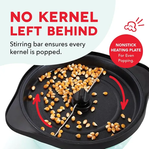 Miniatura 6 de DASH SmartStore™ Deluxe Máquina de palomitas de maíz con agitación, máquina eléctrica de palomitas de maíz con aceite caliente y tapa grande
