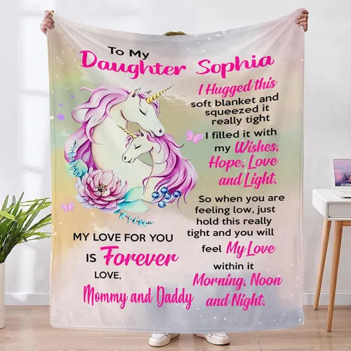 Miniatura 11 de Manta personalizada para hija de papá, mamá a hija, regalos para hija de papá, mamá, regalos de cumpleaños para hija, para hija increíble de papá
