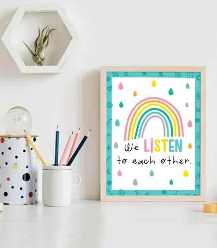 Miniatura 4 de Carson Dellosa - Juego de 14 pósteres de 14 piezas con reglas de aula, arte de pared motivacional de 8.5 x 11 pulgadas con afirmaciones positivas