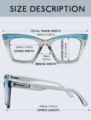Miniatura 4 de MODFANS Gafas de lectura de gran tamaño 0.5 para mujer, paquete de 4 lectores grandes para mujer, lentes de lectura extra anchos con bloqueo de luz