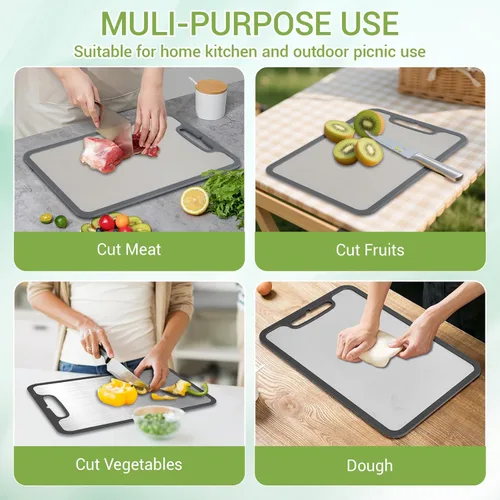 Miniatura 3 de Juego de tabla de cortar de titanio de 3 piezas, tablas de cortar de metal para cocina, tabla de cortar de acero inoxidable, tablas de cortar