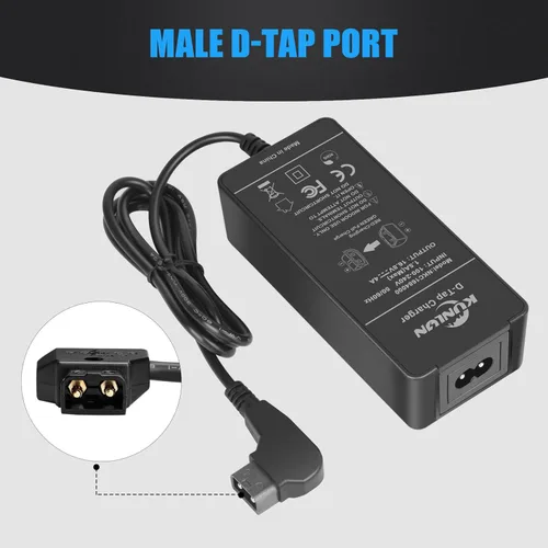 Miniatura 4 de KUNLUN D-Tap - Cargador rápido [DC 16.8V/4A] con cable de grifo D para montaje en V, bloqueo en V, cargador de batería de montaje dorado, para Sony