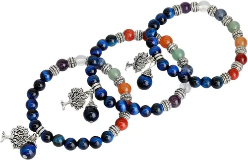 Miniatura 2 de TUMBEELLUWA Pulseras de cuentas de piedra semipreciosa, cuentas de yoga, cristales curativos, árbol de la vida, pulsera de chakras, joyería hecha a