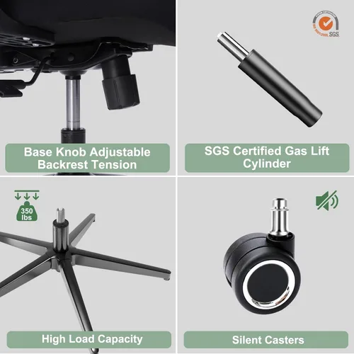 Miniatura 7 de Silla de oficina ergonómica - Silla de oficina de malla de 350LB con lumbar ajustable, silla de escritorio para computadora de respaldo alto