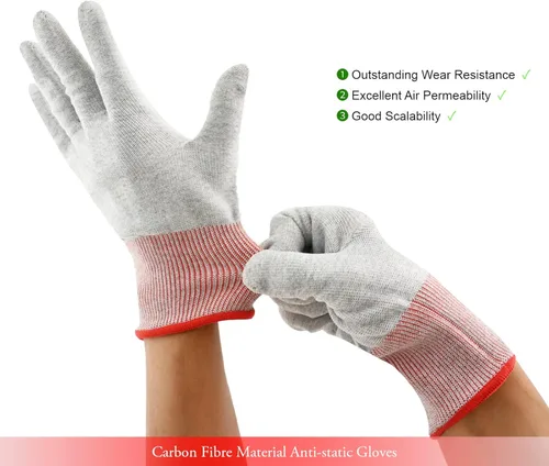 Miniatura 3 de FOSHIO Guantes de vinilo con envoltura - Herramienta profesional de aplicación antiestática, guantes de trabajo libres de polvo de fibra de carbono