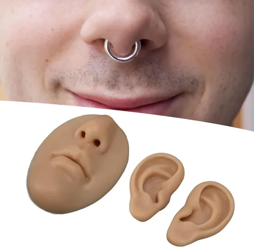 Miniatura 6 de Modelo de silicona para nariz, modelo de entrenamiento de piercing, modelo de oreja de silicona para principiantes, modelo de nariz y boca 3D