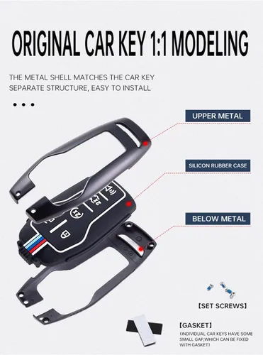 Miniatura 7 de Funda de metal para llavero Ford compatible con Mustang Lincoln F150 Fusion MKZ Edge (FDE-negro)