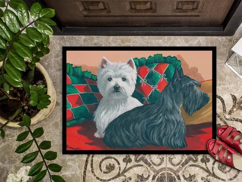 Miniatura 4 de Caroline's Treasures PPP3277MAT Westie and Scottie Great Scots - Tapete para puerta delantera, 18 x 27 pulgadas, para interiores y exteriores