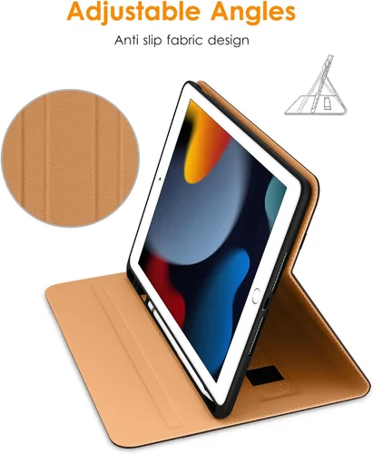 Miniatura 2 de DTTO para iPad de 9ª/8ª/7ª generación de 10.2 pulgadas 2021/2020/2019, funda tipo cartera de negocios de cuero premium con soporte para Apple Pencil