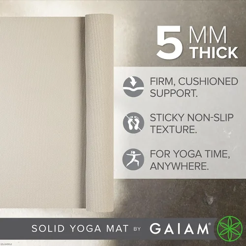 Miniatura 2 de Gaiam - Esterilla de yoga de calidad superior de 5mm, lisa, gruesa y antideslizante para todo tipo de ejercicios de yoga, pilates y gimnasia
