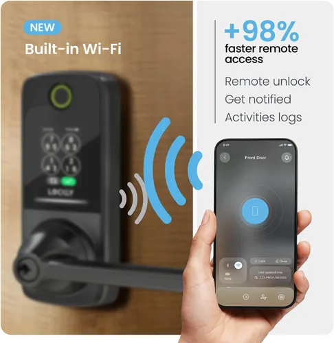Miniatura 4 de Lockly Secure Pro Smart Lock con asa, huella digital biométrica y teclado patentado PIN Genie antiespía, cerradura de puerta de entrada sin llave