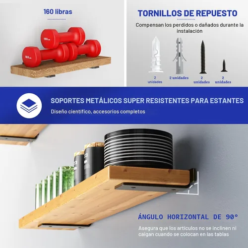 Miniatura 3 de Goovilla Soporte de estante, soportes flotantes resistentes de 6 pulgadas de largo, paquete de 6 soportes para estantes, soportes de soporte