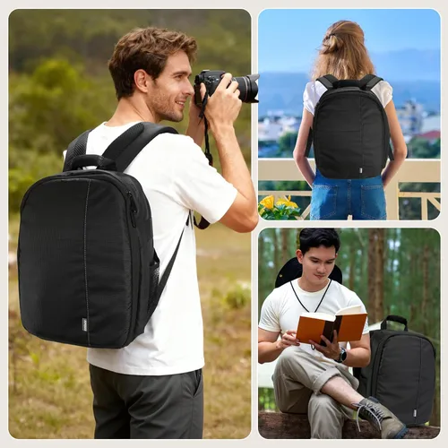 Miniatura 7 de Mochila para cámara pequeña - Impermeable Profesional DSLR Cámara Bolsa Mochila de fotografía con interior personalizable, para Canon Nikon Sony