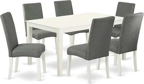 Miniatura 18 de East West Furniture CADR5-CAP-03 - Juego de mesa de comedor moderno de 5 piezas, incluye una mesa rectangular de madera y 4 sillas Parson tapizadas