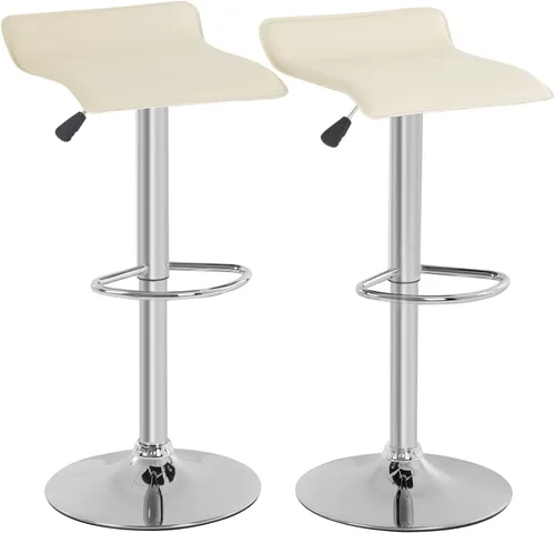 Miniatura 10 de BestOffice Juego de 2 taburetes de bar ajustables, taburetes de bar con modernos taburetes giratorios de piel sintética para silla de altura